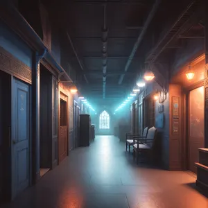 Dark Corridor in Prison Basement