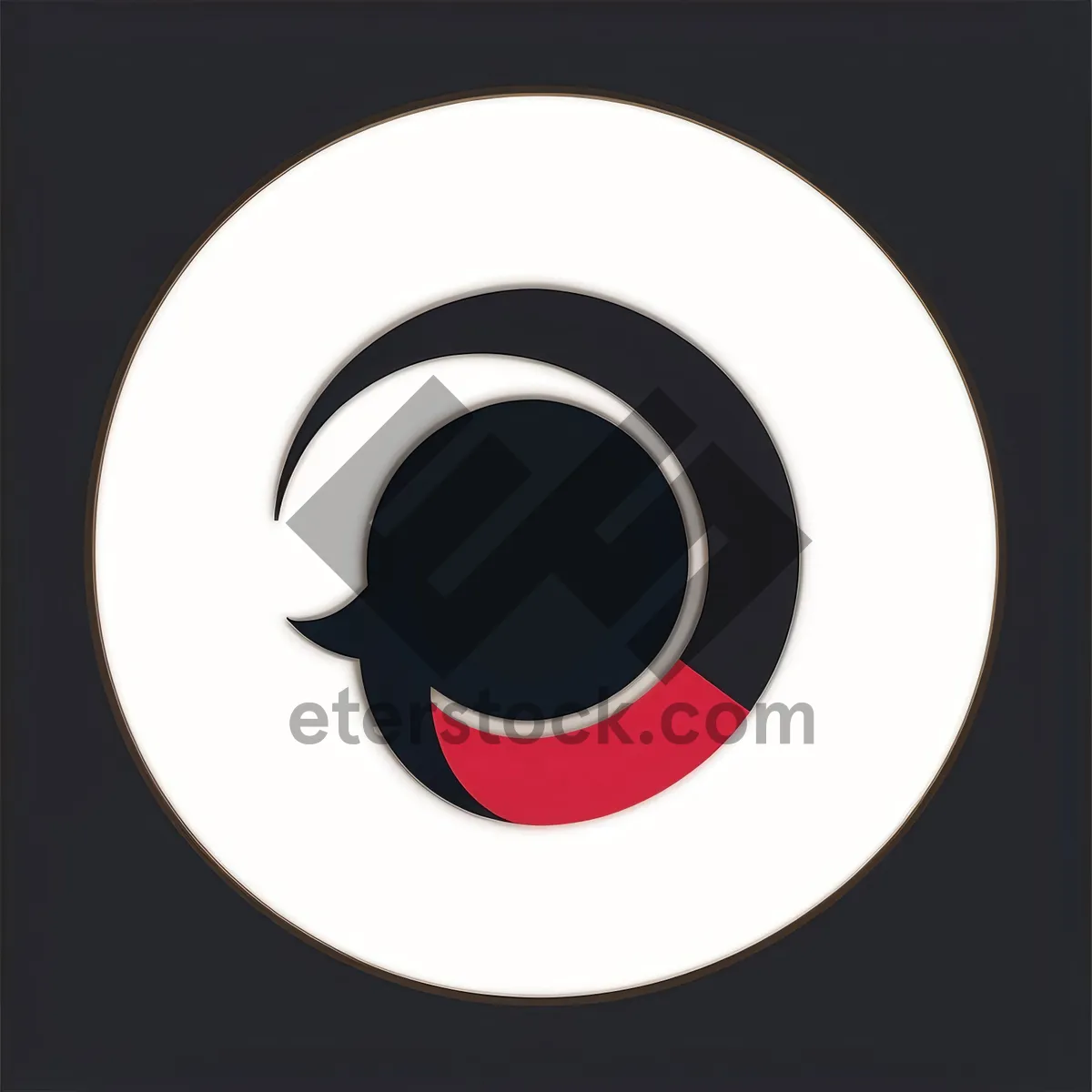 Picture of Shiny Black Round Button Icon with Reflection