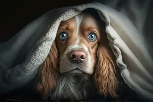 Brown Cocker Spaniel Puppy in Bath Towel