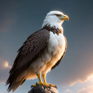 Bald Eagle soaring with intense gaze: Majestic predator in flight.