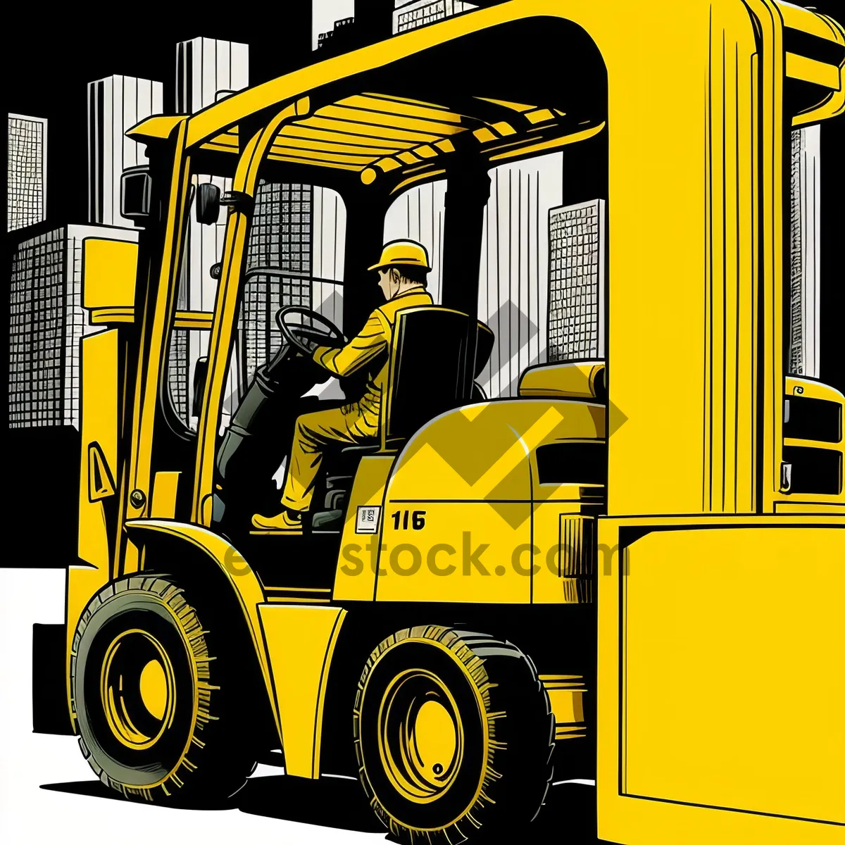 Picture of Yellow Forklift on Industrial Road: Heavy Equipment Transportation