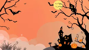 Spooky Halloween Night Sky in Silhouette