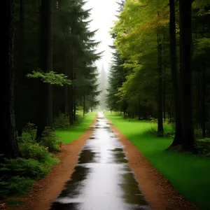 Serene Path through Enchanting Woodland Landscape