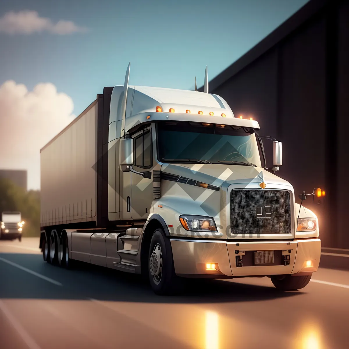 Picture of Highway Hauler: Speeding Truck on a Busy Road