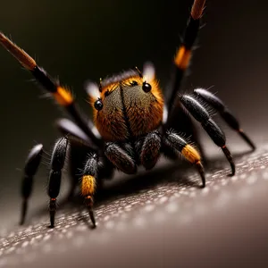 Hairy Arachnid Closeup: Yellow Garden Spider Detail