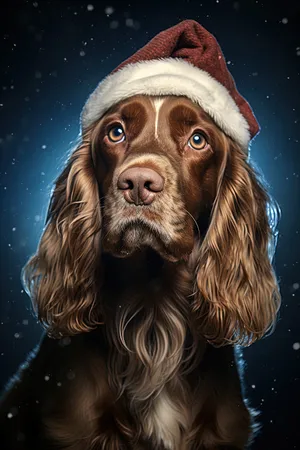 Cute brown cocker spaniel puppy portrait