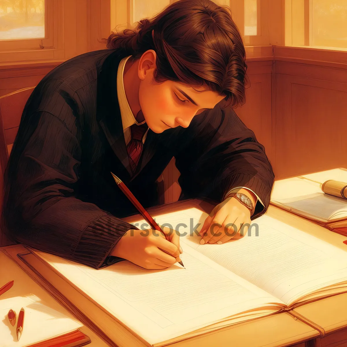 Picture of Happy professional man working on laptop in office.