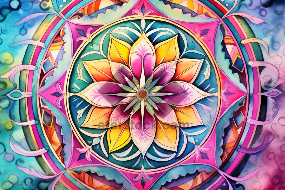 Picture of Floral Geometric Wallpaper with Colorful Shapes and Patterns