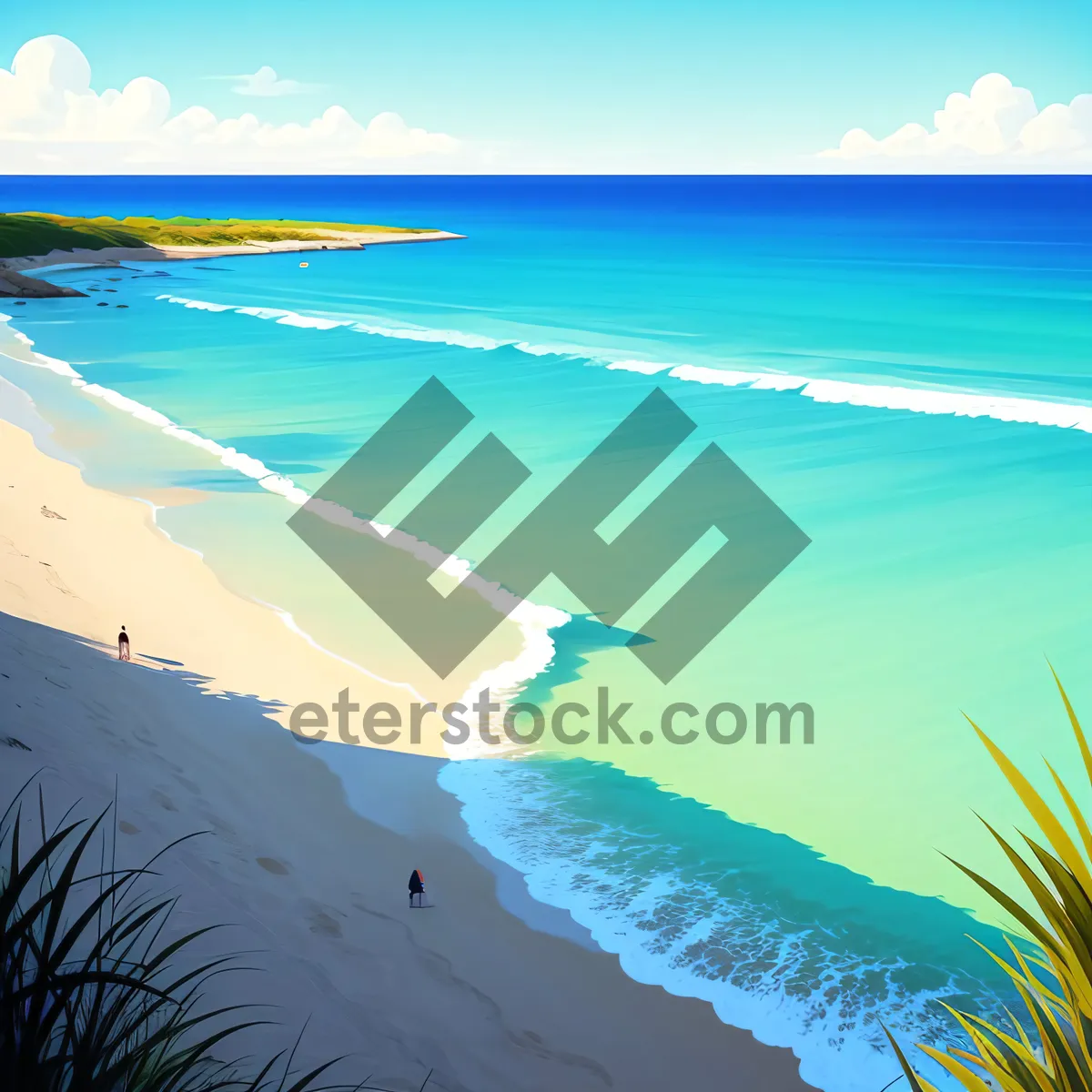 Picture of Turquoise Tranquility: Sunlit Archipelago and Idyllic Surf