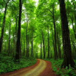 Sunlit Forest Path in Summer