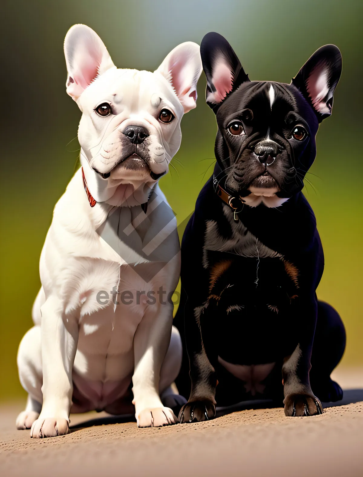 Picture of Purebred Bulldog Puppy Sitting, Adorable and Wrinkled