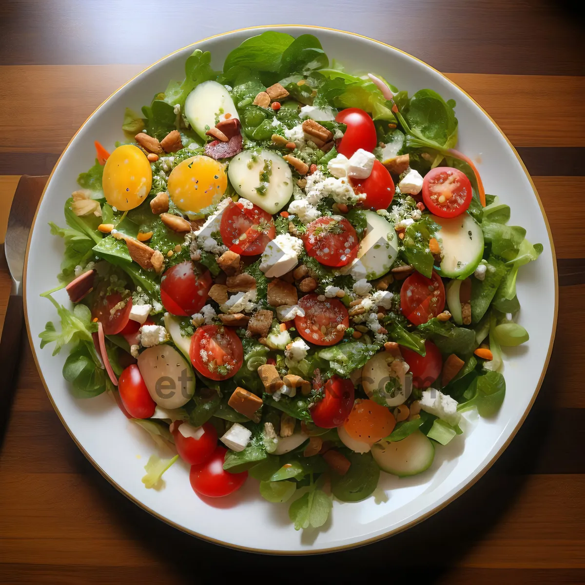 Picture of Fresh vegetable salad with organic cherry tomatoes and lettuce.