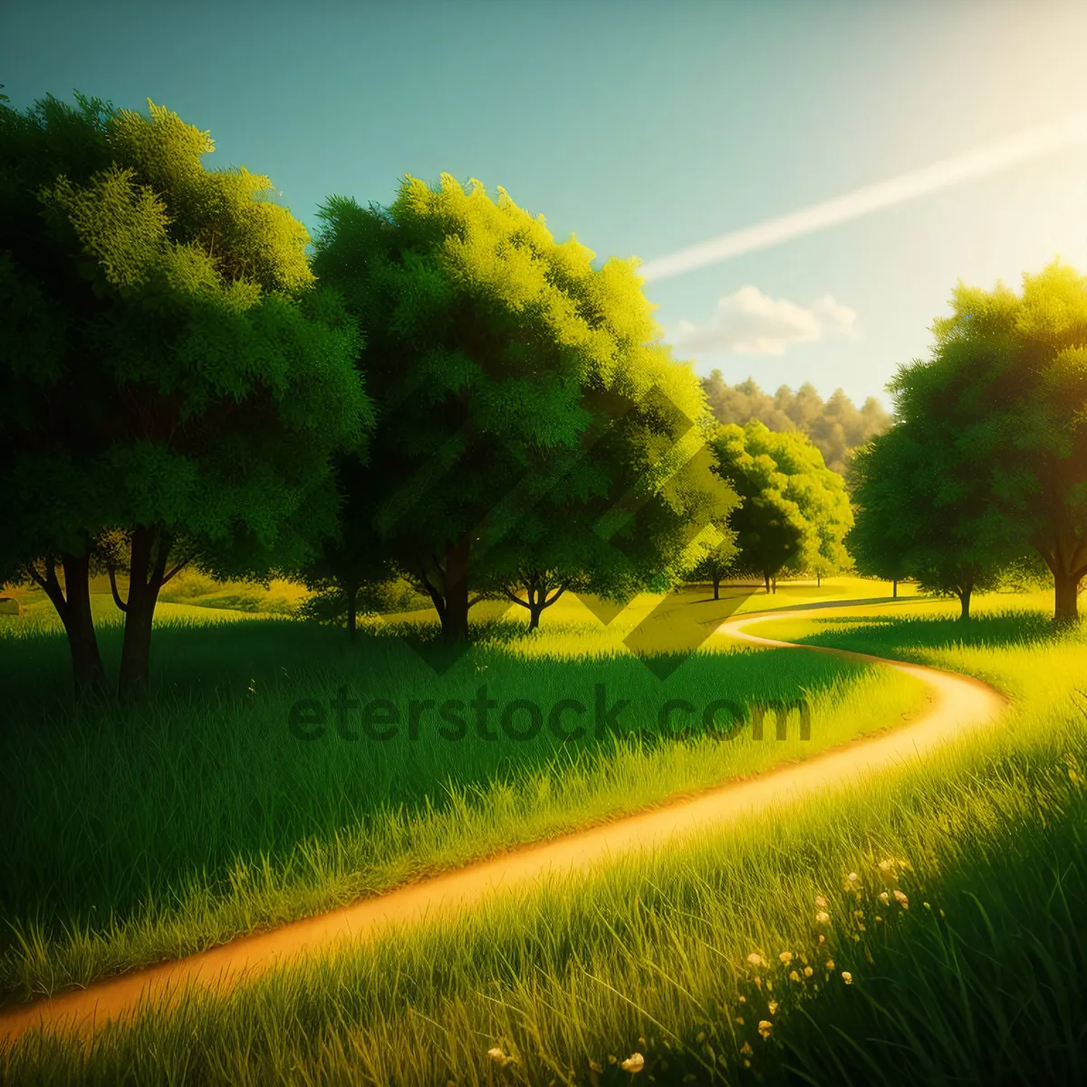 Picture of Golden Rapeseed Field Under Sunny Sky