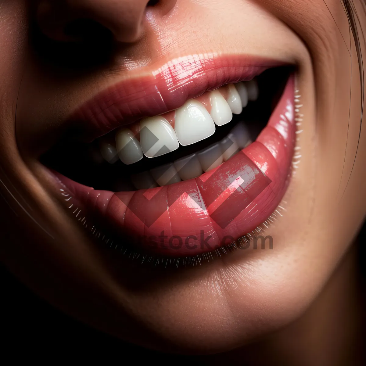 Picture of Smiling Lipstick Model with Braces: Attractive Makeup Look