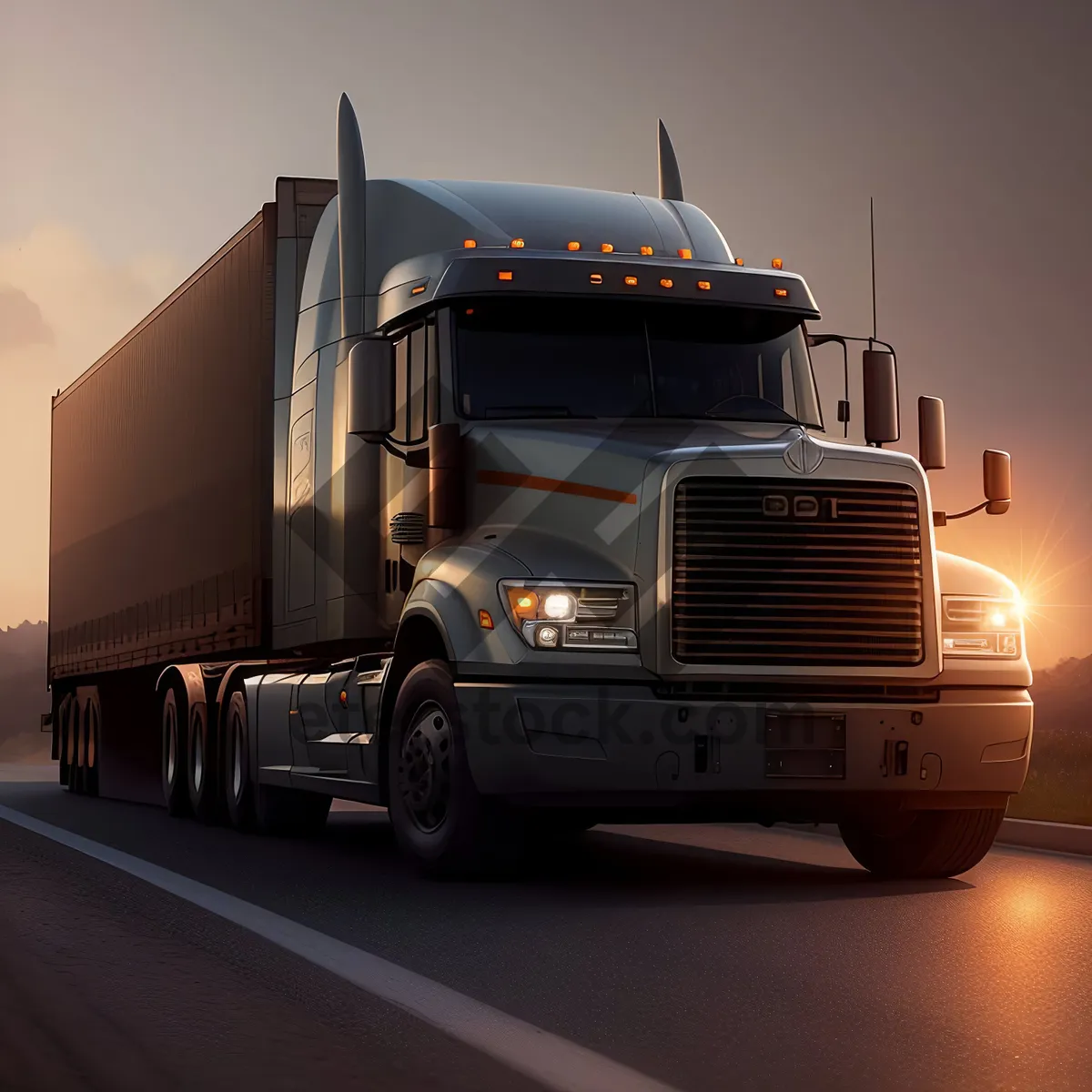 Picture of Speeding Freight on Busy Highway