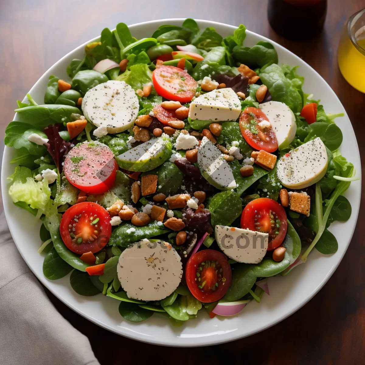 Picture of Delicious Gourmet Salad with Fresh Vegetables and Cheese
