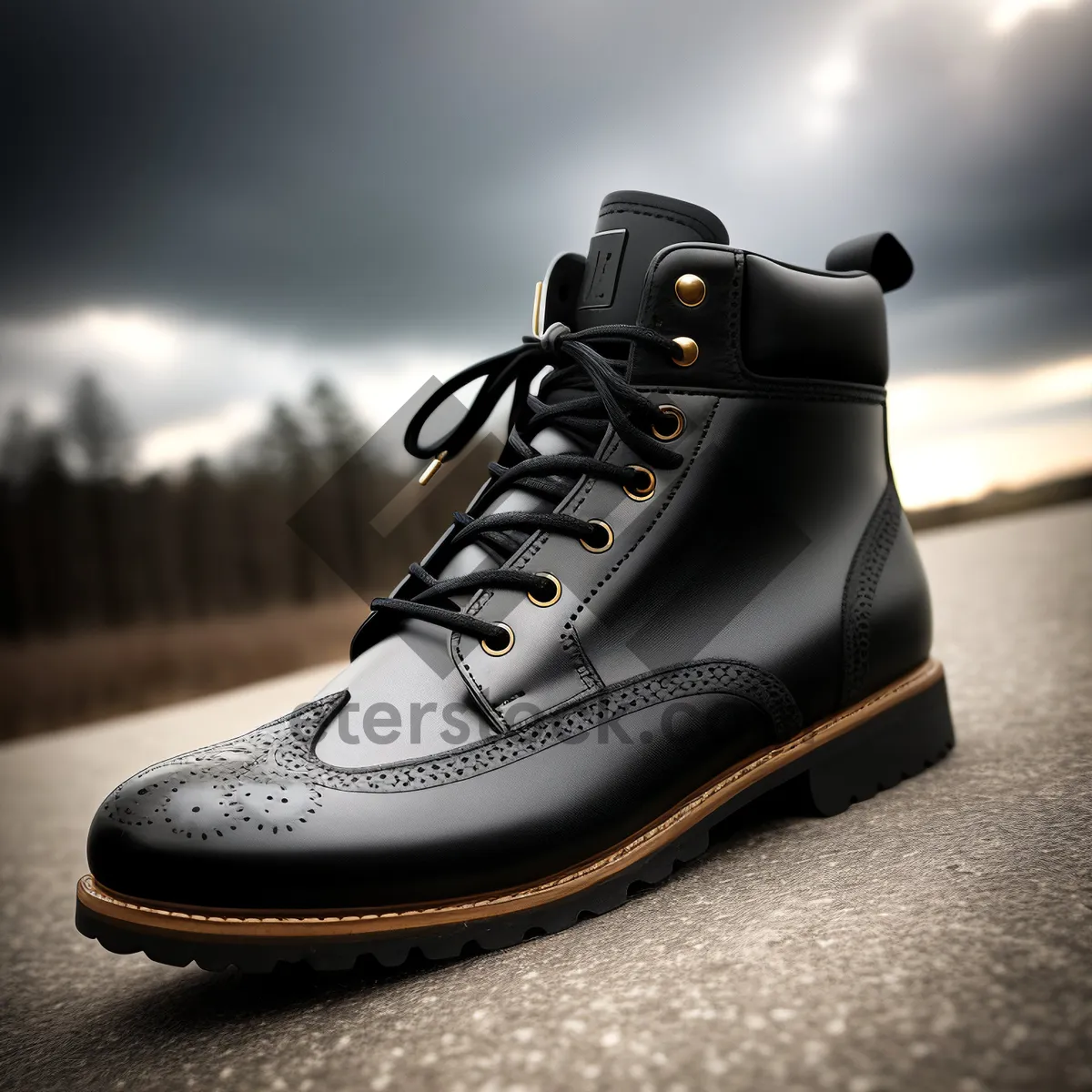 Picture of Stylish leather lace-up boots with rubber soles.