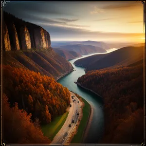 Majestic Canyon Sunset: Awe-inspiring beauty carved by time.