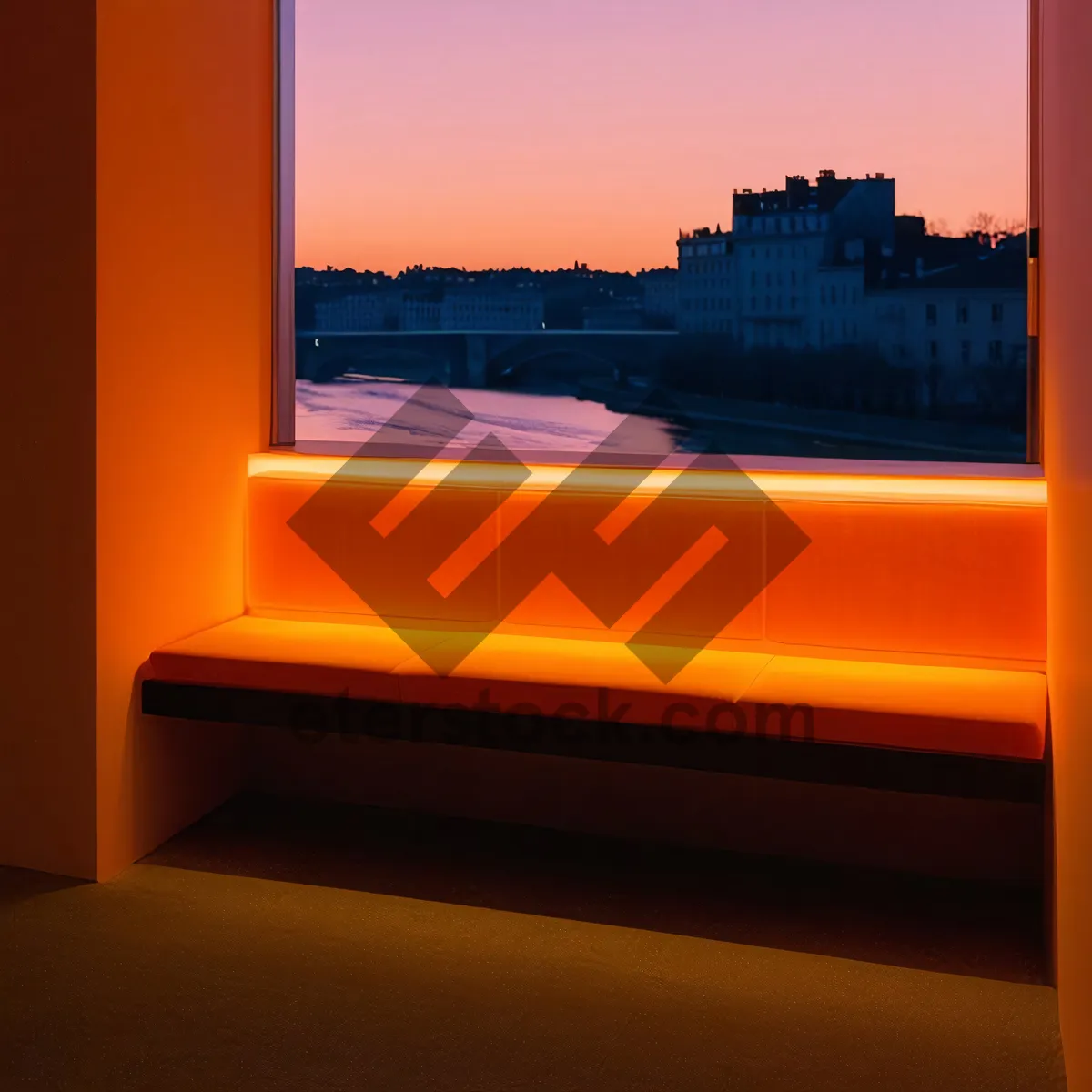 Picture of Sunset over beach with reflection in water