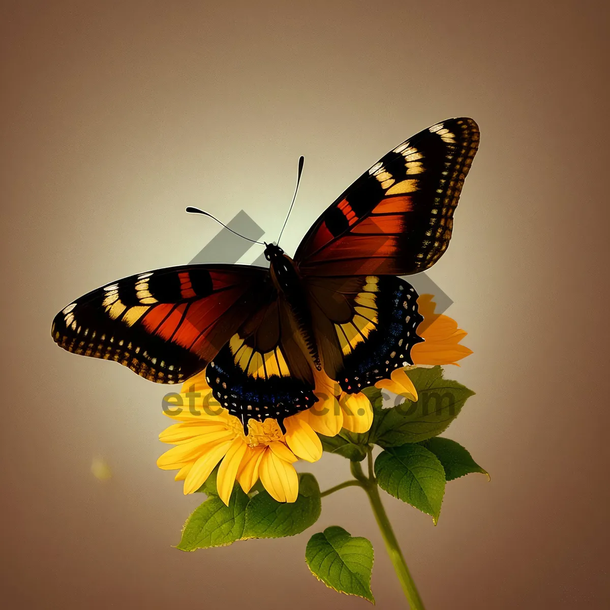 Picture of Colorful Orange Butterfly with Intricate Wing Detail