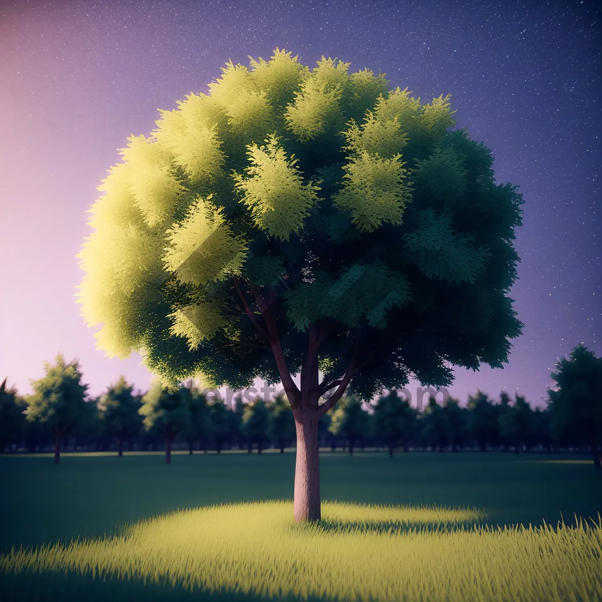 Picture of Summer Sky with Acacia Trees and Grass