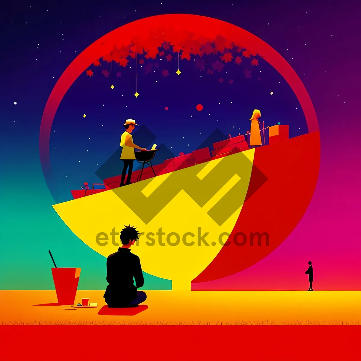 Picture of Moonlit Surfer: Silhouette Design