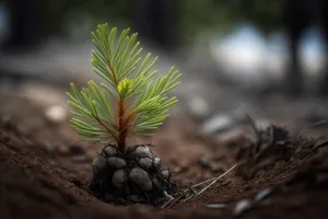 Evergreen Pine Tree in Winter Forest Decor