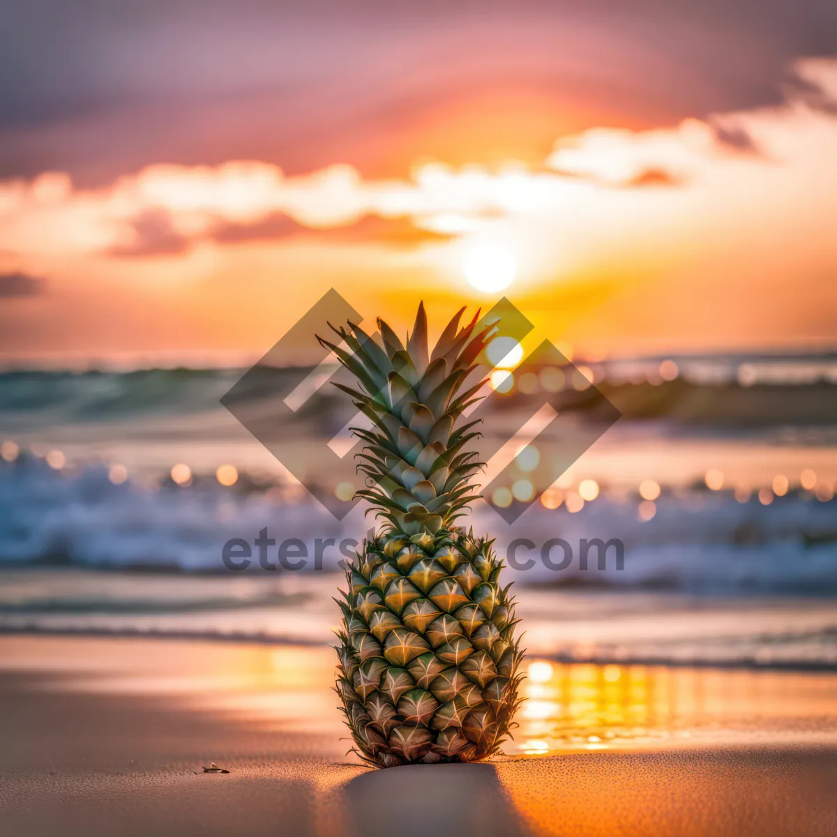 Picture of Fresh Tropical Pineapple Slice, Juicy and Colorful