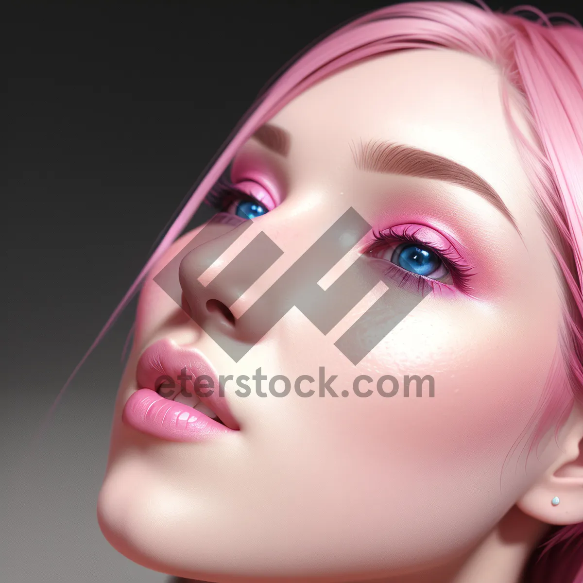 Picture of Radiant Beauty: Close-up Portrait of Attractive Model with Clean, Healthy Skin