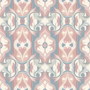 Elegant floral wallpaper with ornate baroque design.