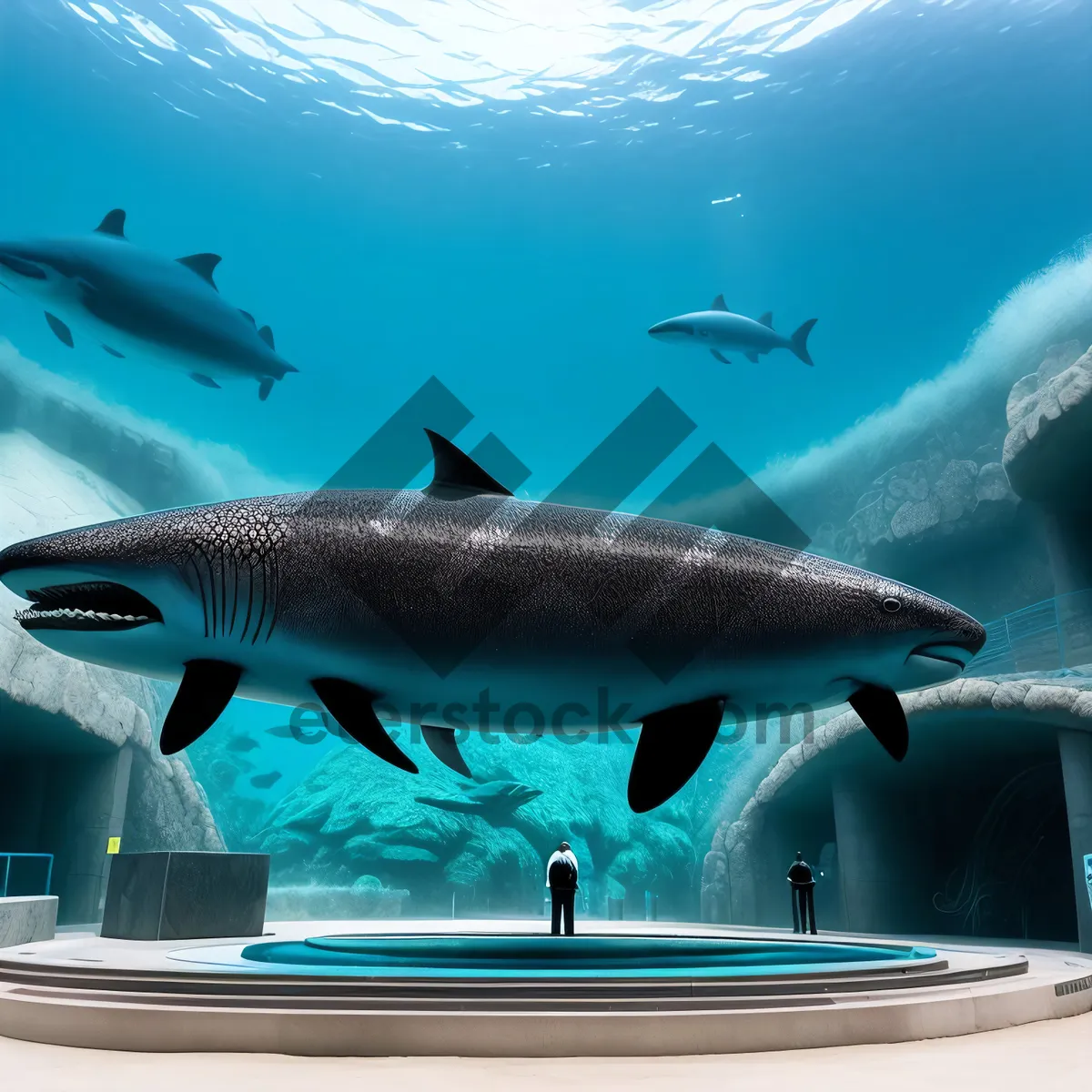 Picture of Marine Life: Vibrant Underwater Coral Reef with Sharks