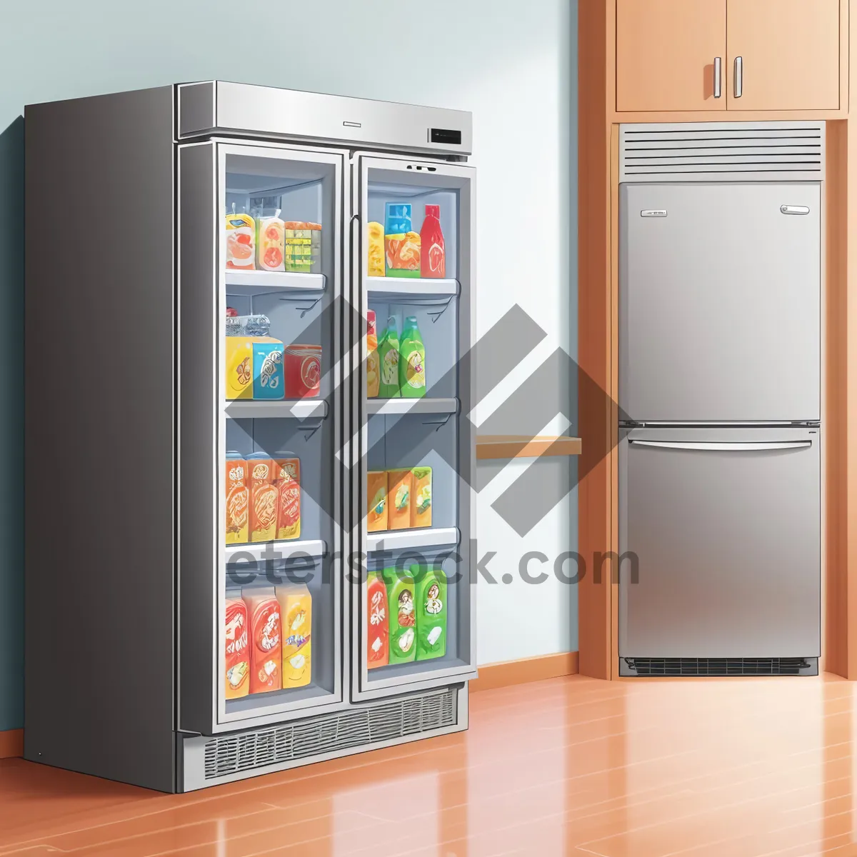 Picture of Modern White Goods Refrigerator with Open Door
