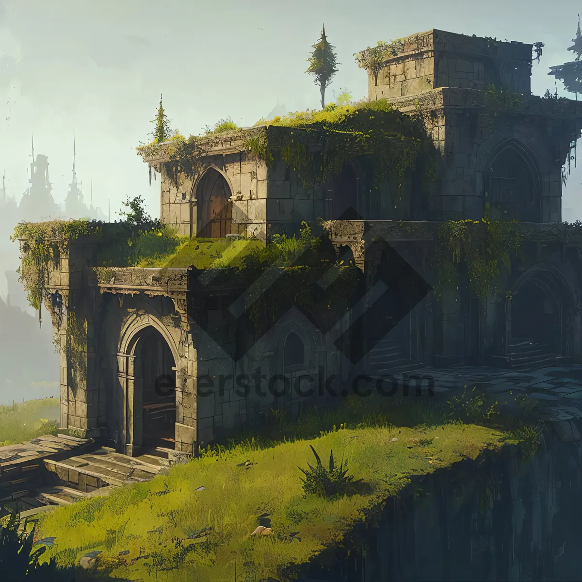 Picture of Medieval Fortress Overlooking Historic City Skyline