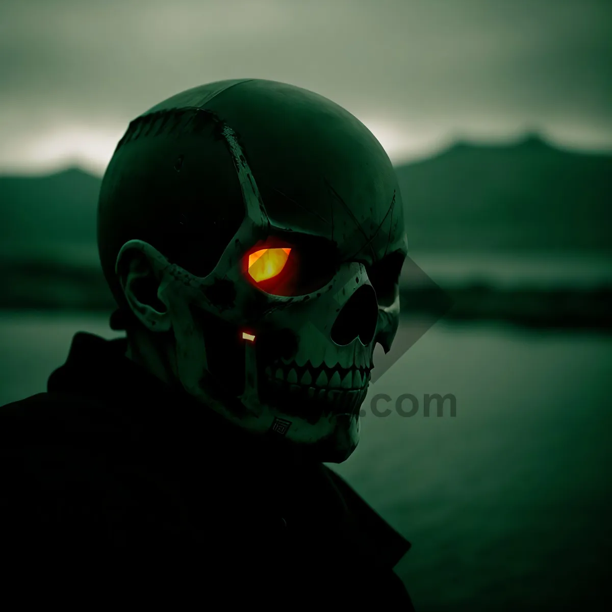 Picture of Skeletal Masked Man in Dark Attire