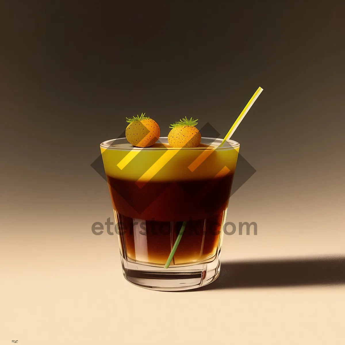 Picture of Refreshing Citrus Fruit Juice in Glass with Straw