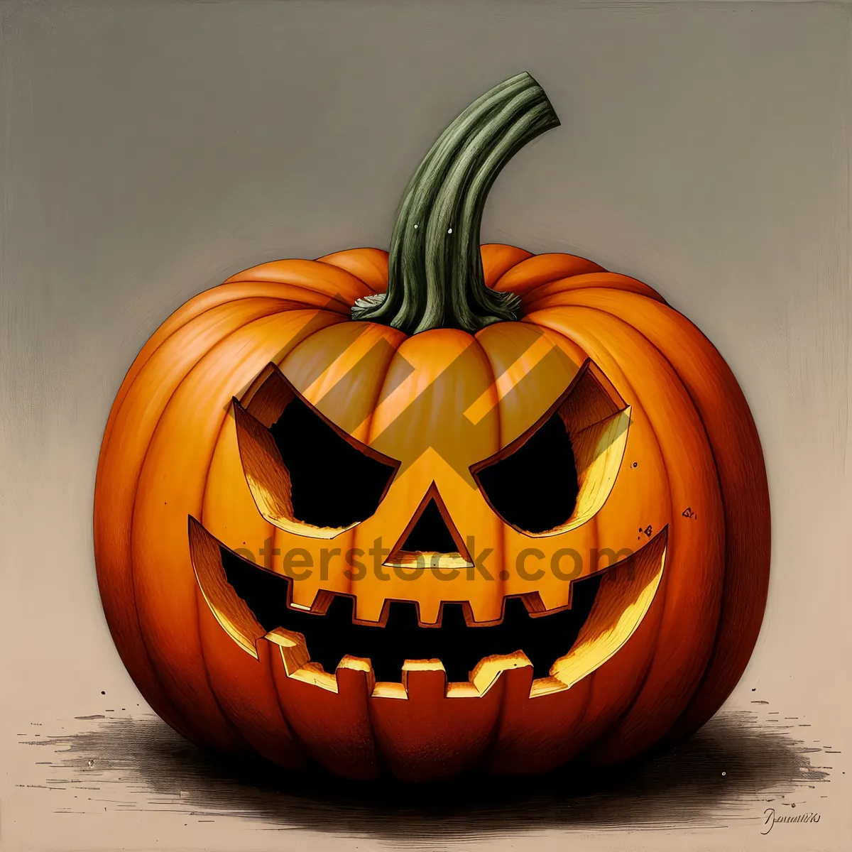 Picture of Festive Halloween Jack-O'-Lantern Smiling in the Dark