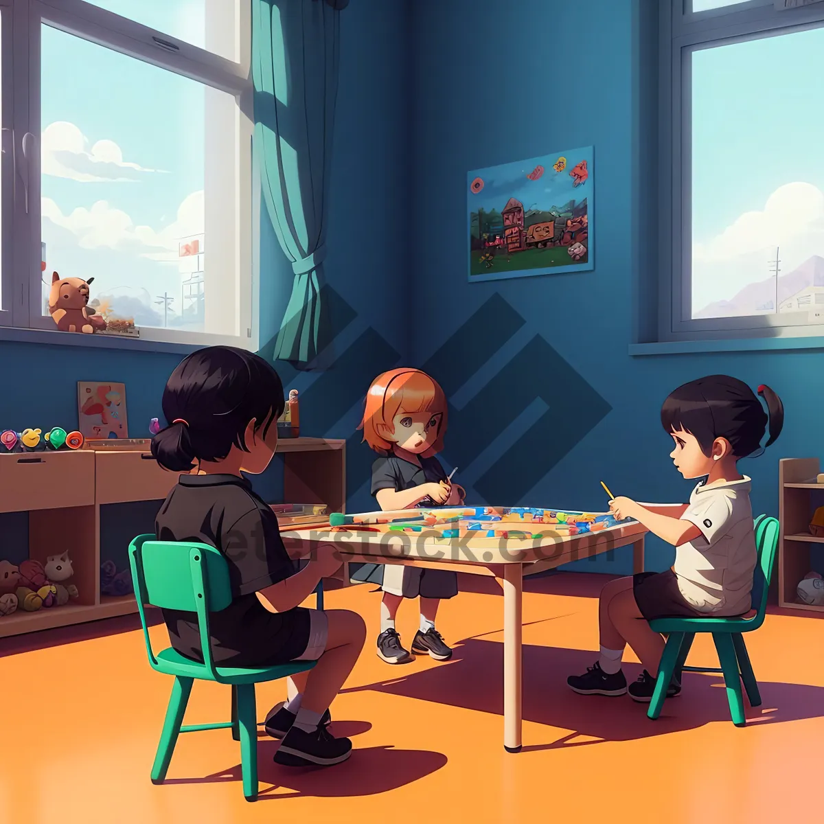 Picture of Modern classroom meeting with smiling teacher