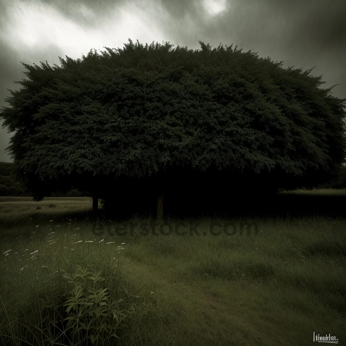 Picture of Rural Thatched Roof in a Serene Landscape