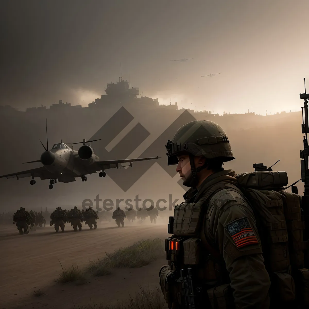 Picture of Skyborne Warfare: Man-Fly Gunner in Military Aircraft