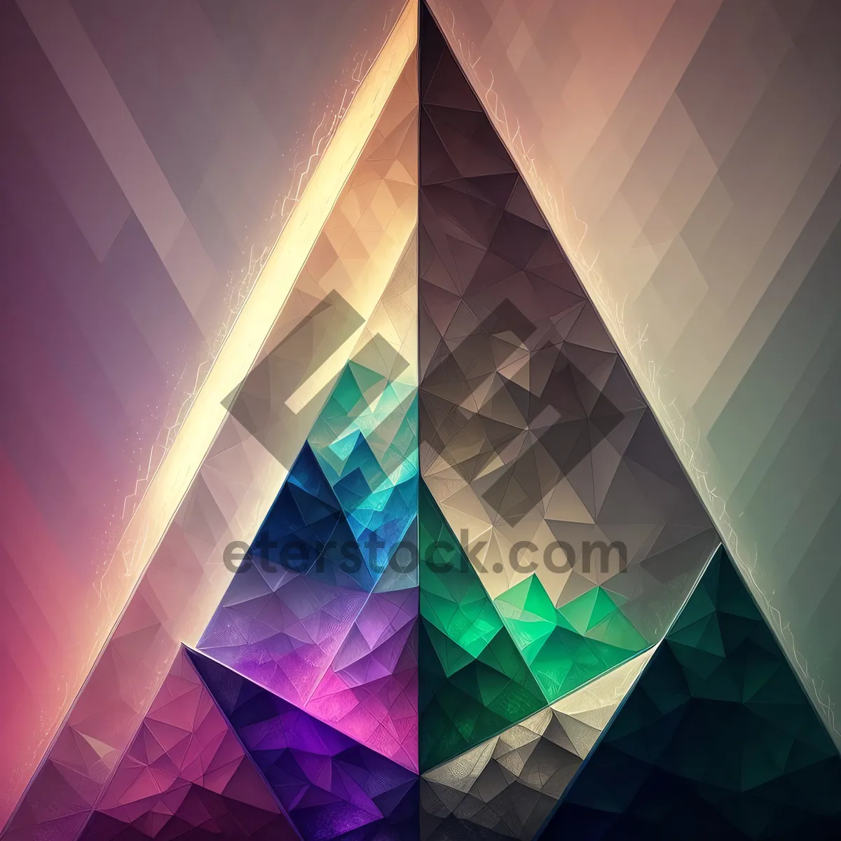 Picture of Colorful Geometric Abstract Artwork with Gradient Background