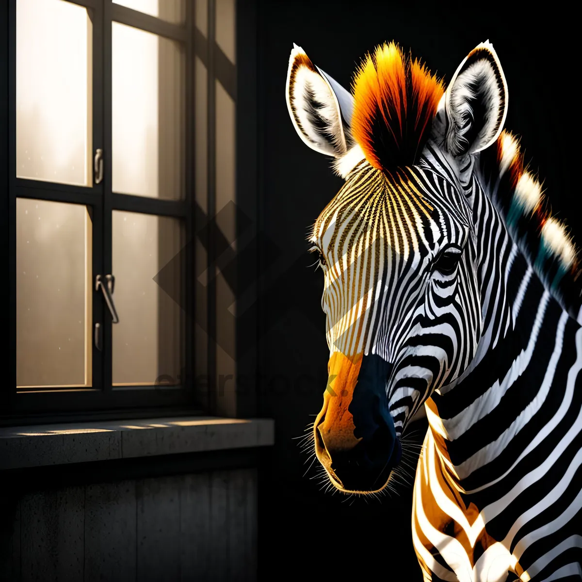 Picture of Striped Equine Grazing in African Wilderness