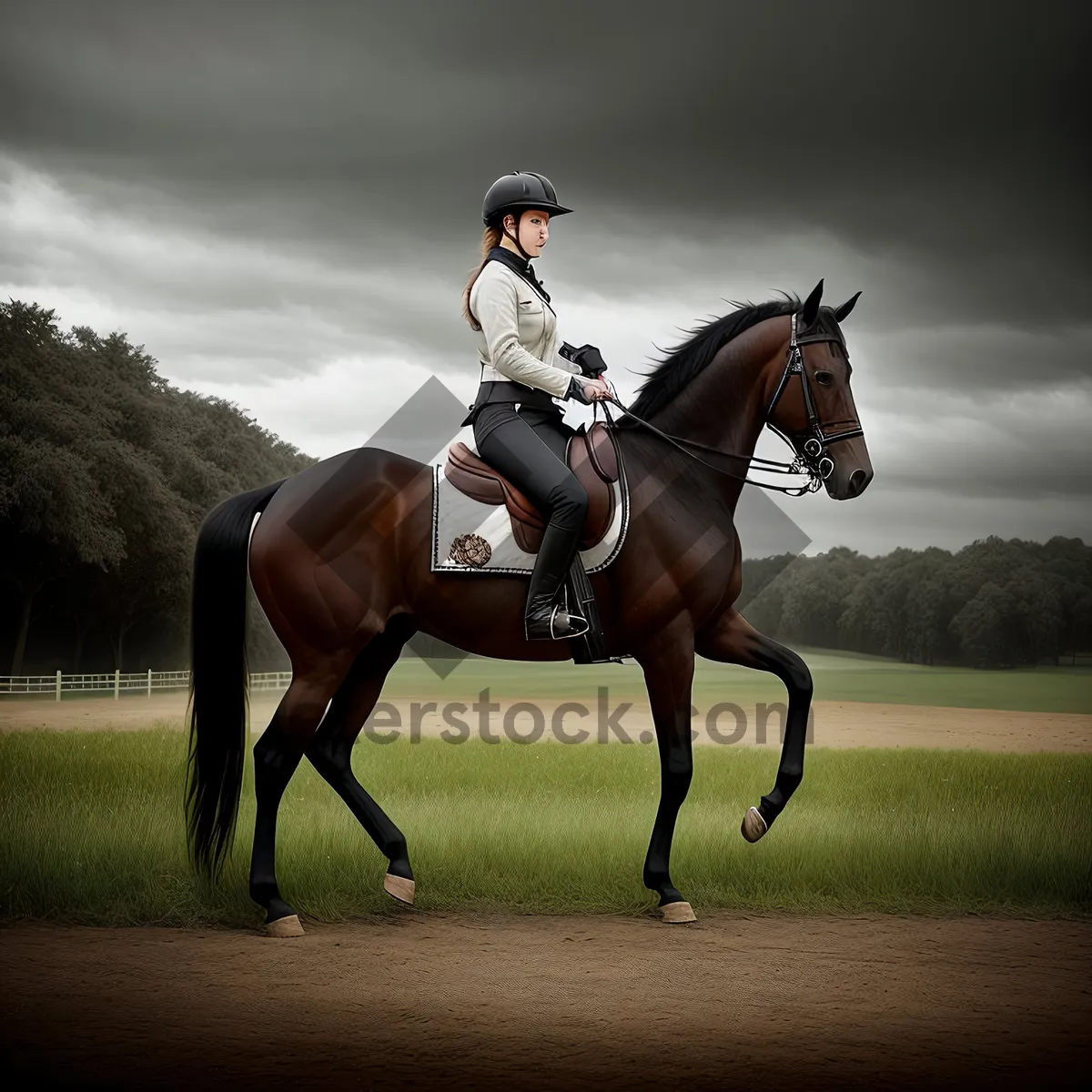 Picture of Equestrian Polo: Majestic Stallion with Polo Mallet