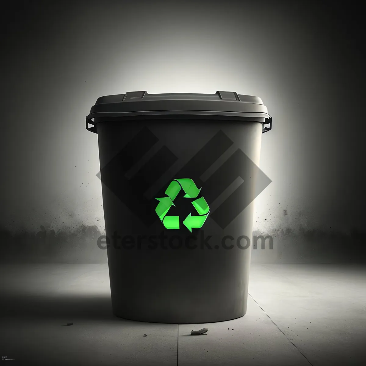 Picture of Plastic garbage can with cup and bin.