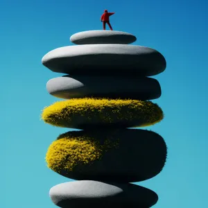 Tranquil stone stack for health and relaxation spa therapy.