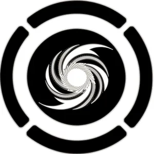 Black Reflection: 3D Circle Design Icon with Coil