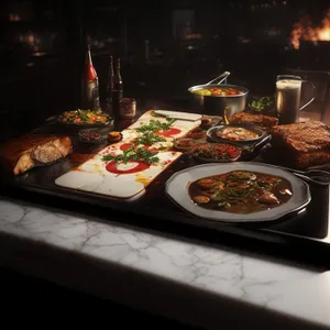 Delicious Gourmet Dinner Plate with Cheese