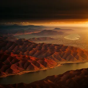 Sunset over Sand Dunes: Majestic Desert Landscape