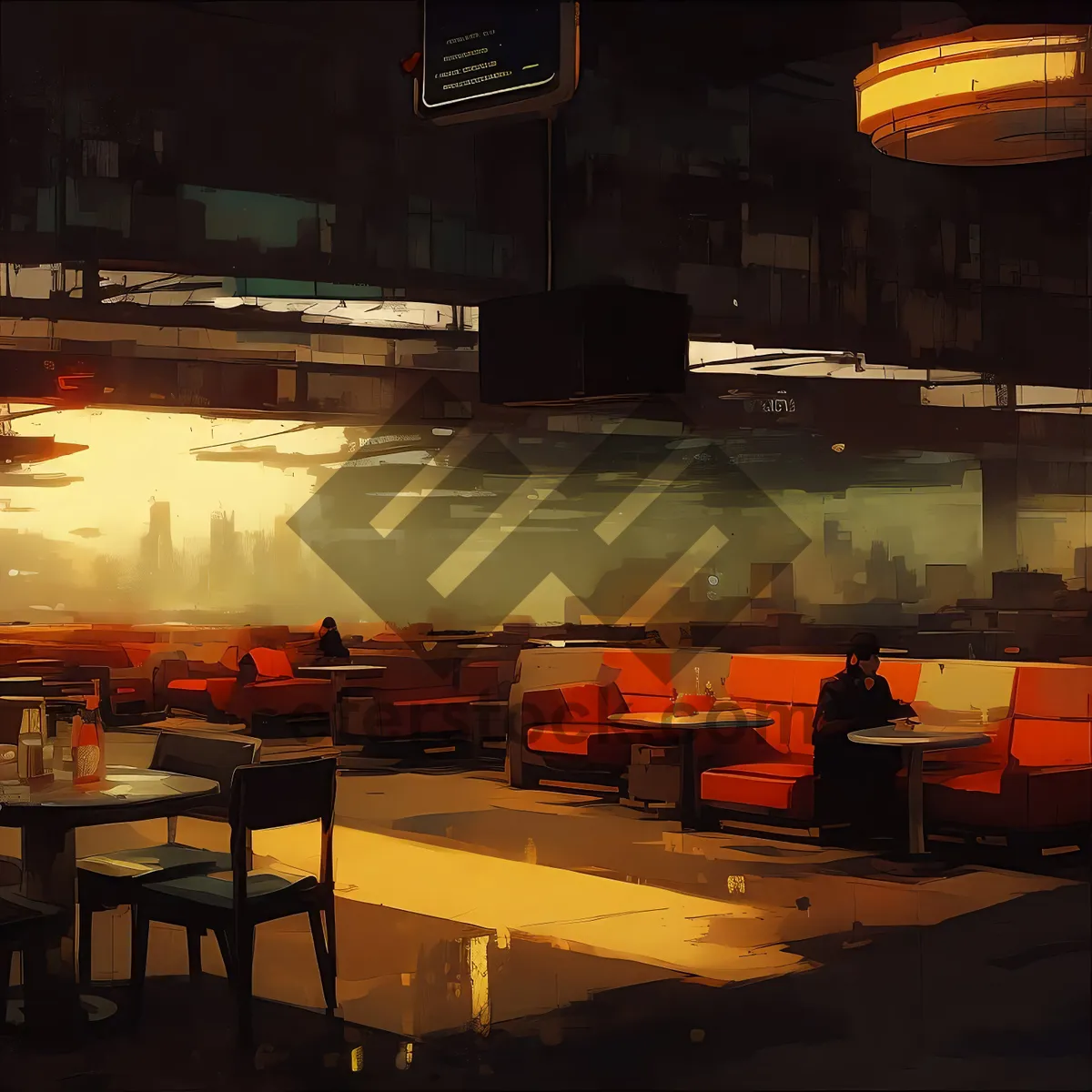 Picture of Cafeteria Hall Interior with Restaurant-style Seating