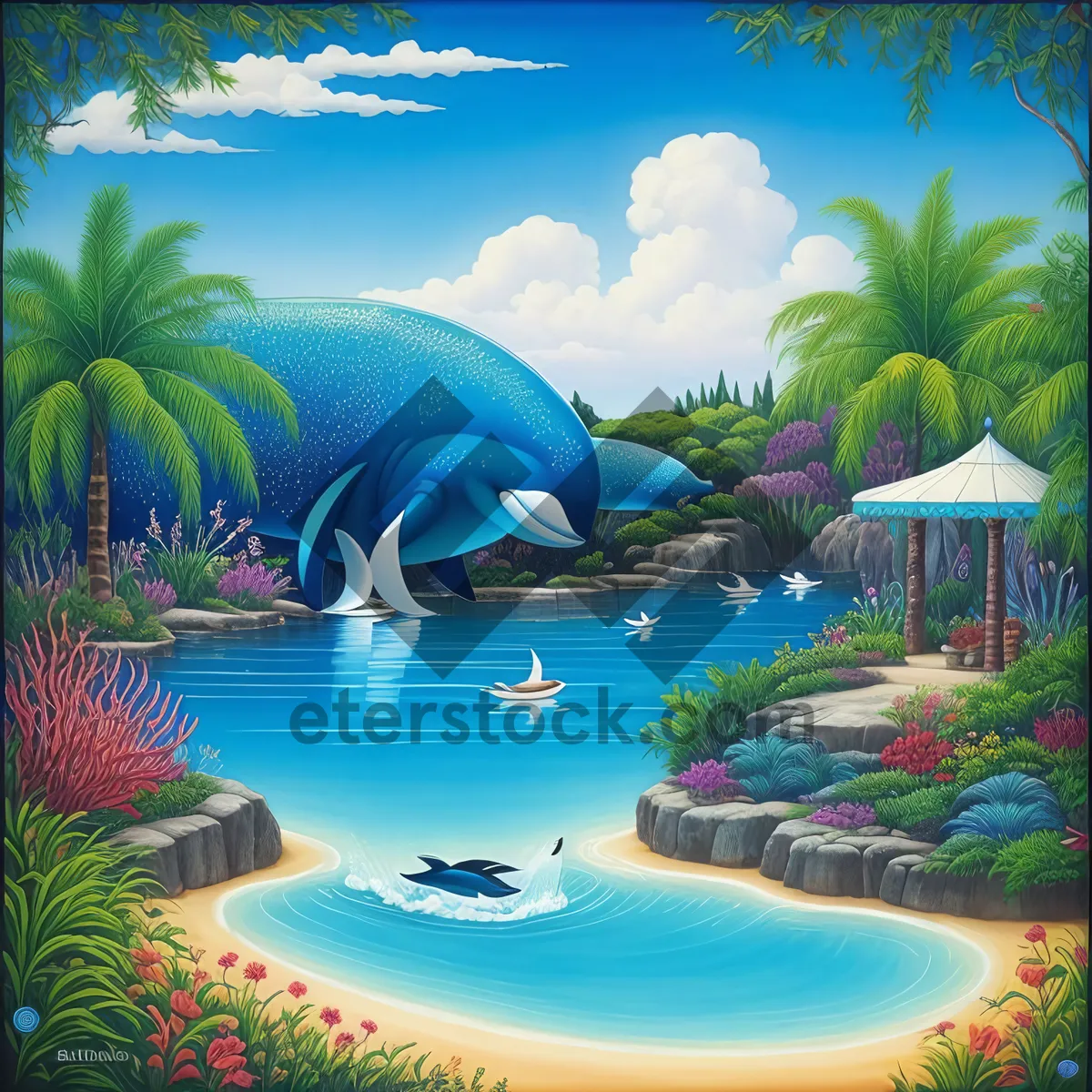 Picture of Serene tropical oasis by azure ocean