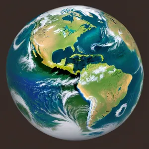 3D Earth Map with Oceans and Continents View